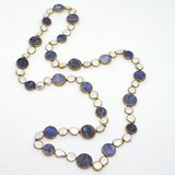 Sodalite and Pearl copper Bezel Necklace 90cm -jewellery-Beadthemup