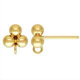 14k gold Filled 3 ball 3mm ball stud and back 2 pair-findings-Beadthemup
