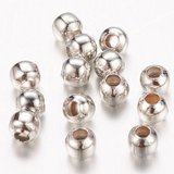 Platinum plated brass 3mm round bead 40 pack-findings-Beadthemup