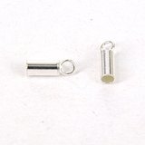 Sterling Silver Tube ends 2.5mm crd 3.3x7mm 4 pack-findings-Beadthemup
