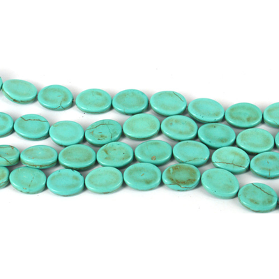 Howlite Dyed Flat oval 13x18mm Turq.strand