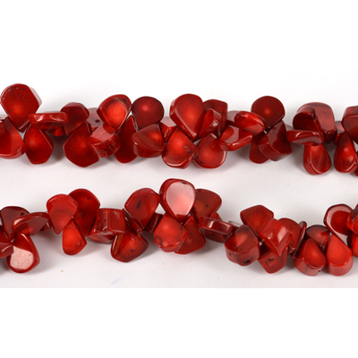 Coral Red t/drill Teardrop beads per strand 94 Beads app.