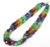 Emerald, Ruby, Sapphire Pol Oval 10x7mm strand-beads incl pearls-Beadthemup