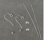 Sterling Silver PAIR of Sheppard, headpin, 3mm round & bead cap 1 set-findings-Beadthemup