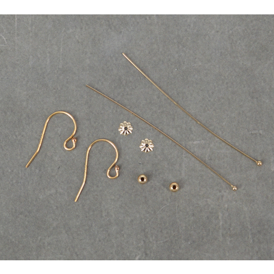 14k Gold filled PAIR of Sheppard, headpin, 3mm round & bead cap 1 set