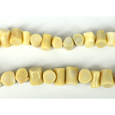 Coral Cream Side drill tube 14x11mm strand 34 beads