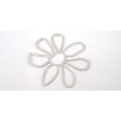 Sterling Silver Plate Pendant Flower 55mm 2 pack