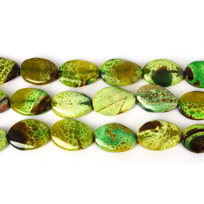 Agate Pol.flat Oval Green 30x22mm EACH BEAD