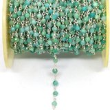 Amazonite app 3mm Fac round Sterling silver handmade Chain per 50cm-beads incl pearls-Beadthemup
