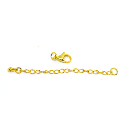 Gold plate 10mm lobster clasp & 6.5cm extenstion chain 5 SETS