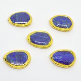 Lapis Lazuli app.30x24mm Bezel edge stone EACH -beads incl pearls-Beadthemup