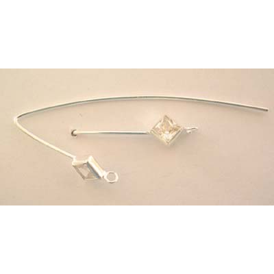 Sterling Silver Sheppard 4mm CZ 45mm "V" pair