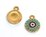 Base Metal pendant Evil Eye round 15x11mm 2 pack