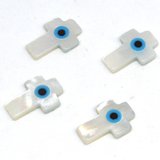 Evil Eye Mother Of Pearl Cross 10x15mm EACH-beads incl pearls-Beadthemup