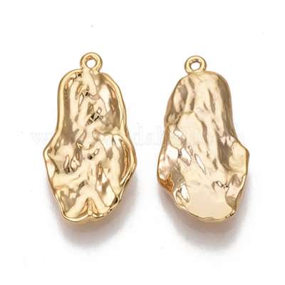 Brass 18K Gold Plated Pendant Freeform oval 21.5x17mm 2 PACK