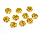 18k gold plated alloy CAP Flower 8x2.5mm 10 pack-findings-Beadthemup