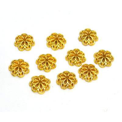 18k gold plated alloy CAP Flower 8x2.5mm 10 pack