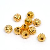 18k Gold Plated Brass Corrugated Rondel 4x3mm 10 pk-findings-Beadthemup