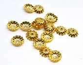 18k Gold Plated S.Steel fluted Cap 10mm 20 pk-findings-Beadthemup