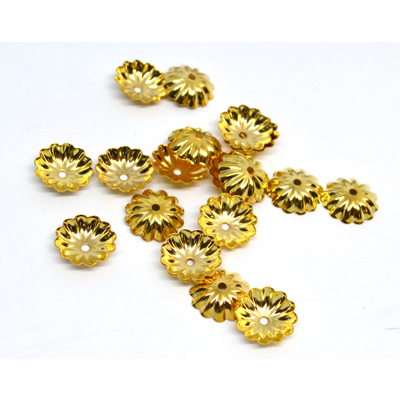 18k Gold Plated S.Steel fluted Cap 10mm 20 pk