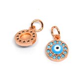 18k ROSE Gold plated Brass Evil Eye Pendant 10mm 2 pack-findings-Beadthemup