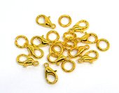 Base Metal Lobster 10x6mm plus 6mm Jump 10 pack Gold-findings-Beadthemup