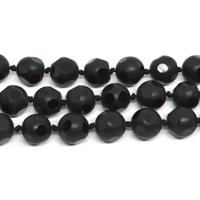 Black Agate 14mm Fac/Polished Round beads per strand 24