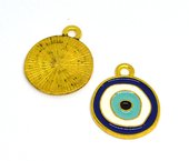 Base metal pendant Evil Eye 19x23mm 10 pack-findings-Beadthemup