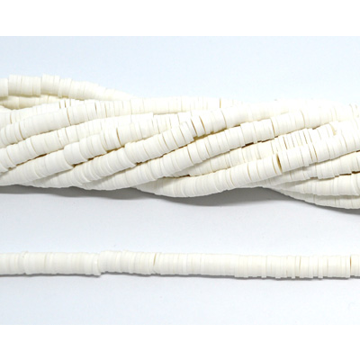 Polymer Clay White 6mm Heshi Bead str 40cm Approx 300 plus