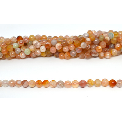 Cherry Blossom Agate A Madagascar polished Round 8mm strand 49 beads