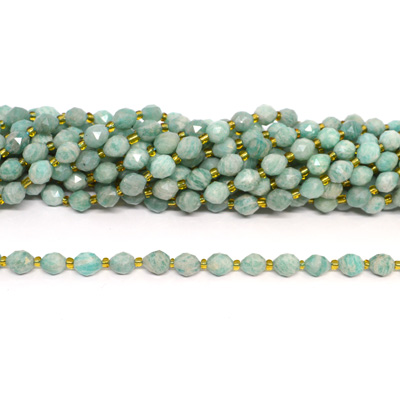 Amazonite Faceted Diamond cut Rice strand 38 beads