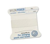 Power Nylon White No.3 .50mm 2m with needle-stringing-Beadthemup