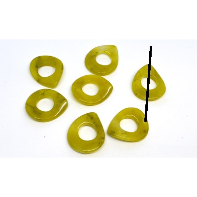 Korean Jade 25x30mm hollow teadrop bead 