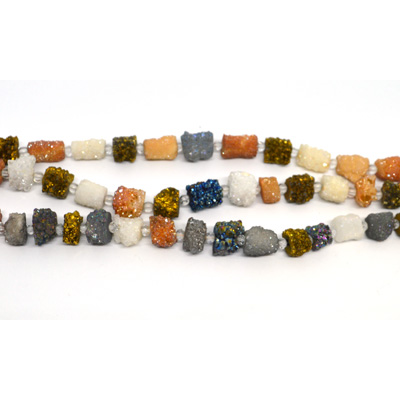 Druzy Agate 12mm widr strand approx 26 beads multi colour