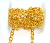 Brass 18K Gold Plated Chain Cable 6x3mm Per 50cm-findings-Beadthemup