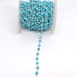 Sterling Silver 4mm Turquoise howlite handmade chain PER 50 CM-beads incl pearls-Beadthemup