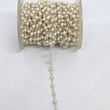 Sterling Silver 3.5-4mm Freshwater pearl handmade chain PER 50 CM-beads incl pearls-Beadthemup