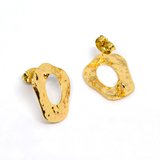 18k Gold plated Brass Oval stud 17.5x14.5mm 1 pair with back-findings-Beadthemup