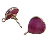 Gold Plated Sterling silver Stud 10mm Ruby trillion Pair -beads incl pearls-Beadthemup