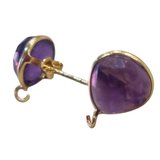 Gold Plated Sterling silver Stud 10mm Amethyst trillion Pair -beads incl pearls-Beadthemup