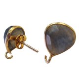 Gold Plated Sterling silver Stud 10mm Labradorite trillion Pair -beads incl pearls-Beadthemup