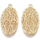 Gold plated brass pendant oval 28x15mm 2 pack-findings-Beadthemup