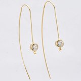 18k Gold plated brass earwire with CZ 49mm 1 pair-findings-Beadthemup