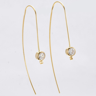 18k Gold plated brass earwire with CZ 49mm 1 pair