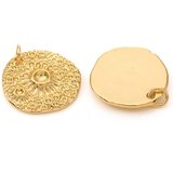 18k gold plated brass pendant 20mm 2 pack-findings-Beadthemup