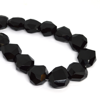 LAST STRAND Onyx 26mm Faceted Nugget.beads per strand 15Beads