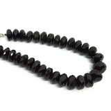 LAST STRAND Black Spinel 12-13mm Faceted Rondel beads per strand 30 Bead-beads incl pearls-Beadthemup