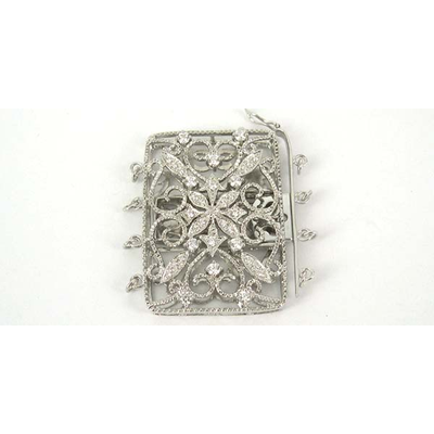 Sterling Silver Clasp CZ 3 strand 40x30mm 4 strand