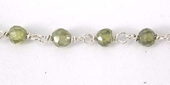 Sterling Silver CZ Chain Lime 3mm stone 50cm-findings-Beadthemup