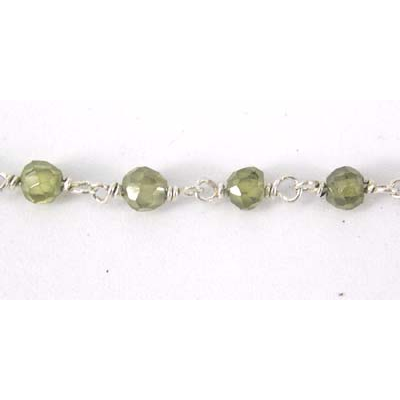 Sterling Silver CZ Chain Lime 3mm stone 50cm